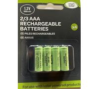 4 x 2/3AAA Smart Solar Light Batteries 1.2v 300mAh (These 2/3AAA 30mm x 10.2mm are shorter than normal AAA)