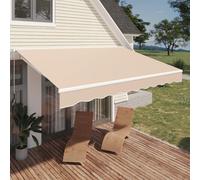 (4 x 2.4m, Beige) YODOLLA Outdoor Patio Manual Folding Awning Canopy