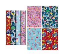 4 x 2.5M Happy Birthday Wrapping Paper Roll - Kids Gift Wrap Set Unicorn, Princess, Gaming & Transport Designs - Colourful Birthday Gift Wrap for Boys & Girls