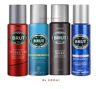 4 x 200ml Brut Deodorant Body Spray Musk Oceans Sport Style Attraction Totale