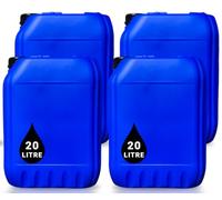 4 x 20L JERRY CAN - UN Approved Stackable Bottle Container + 61mm Tamper Evident Cap | Perfect for Storage of Water Liquids BLUE