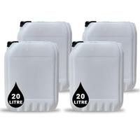 4 x 20L Plastic JERRY CAN for Water & Chemicals Storage Container - UN Certified Food Grade Stackable with Tamper-Evident Cap, Ideal for Outdoor Camping Emergency and Industrial Use