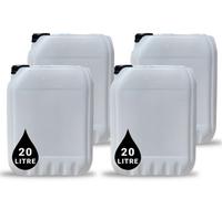 4 x 20L Plastic JERRY CAN for Water & Chemicals Storage Container - UN Certified Food Grade Stackable with Tamper-Evident Cap, Ideal for Outdoor Camping Emergency and Industrial Use