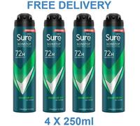 4 x 250 ML Sure Men QUANTUM DRY 72 HOUR Protection Anti-perspirant/ Deodorant