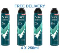 Sure Men Nonstop Protection Sensitive Deodorant Body Spray Antiperspirant with a clean fragrance & body heat activated technology for 72 hour odour and sweat protection 250 ml, Pack of 6