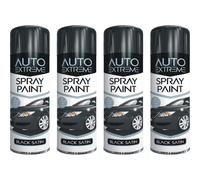 4 x 250ml BLACK SATIN AEROSAL SPRAY PAINT CAR VAN GREAT FINISH