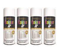4 x 250ml COLOUR IT WHITE MATT SPRAY PAINT CAN DIY PLASTIC METAL WOOD