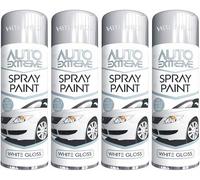 4 x 250ml White Gloss Spray Paint Auto Extreme DIY Wood Metal Art & Crafts