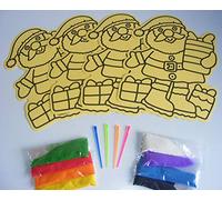 4 x 25cm Christmas SANTA CLAUS Sand Art Picture with Sand (8 Colours) and picking sticks