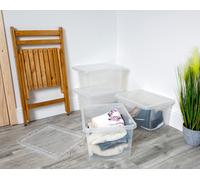 4 x 25L Crystal Storage Box with Lid Transparent Plastic Stackable Containers-UK