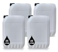 4 x 25L Plastic JERRY CAN for Water & Chemicals Storage Container - UN Certified Food Grade Stackable with Tamper-Evident Cap, Ideal for Outdoor Camping Emergency and Industrial Use