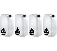 4 x 25L Plastic JERRY CAN for Water & Chemicals - UN Certified, Food Grade, Stackable with Tamper-Evident Cap, Ideal for Outdoor, Camping, Emergency, and Industrial Use