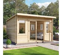 4 x 3 Log Cabin Summerhouse - BillyOh Fraya Pent Log Cabin - 28mm Thickness Wooden Log Cabin Summer Houses - 4m x 3.0m