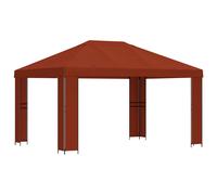 Gazebo Terracotta 4x3m Polyester Steel Frame Black Outdoor Canopy 400x300cm Plus