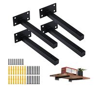 4 x 35 cm Shelf Brackets for Wall Fixing, Wall Shelf Brackets, Heavy Duty Corner Brackets, Industrial Floating Brackets, Retro Metal Fixing Trays with Black Screws