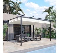 4 x 3m Aluminum Pergola Gazebo Retractable Roof CanopyCream White
