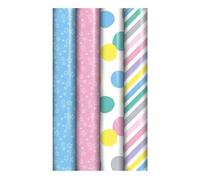 4 x 3M Gift Wrapping Paper for Baby Shower - Premium Quality Gift Wrap for Boys & Girls, Cute and Elegant Design for Newborn Presents, Clothes, Toys, Keepsakes & Baby Shower Decorations