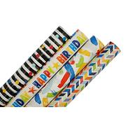 4 x 3M Happy Birthday Gift Wrapping Paper roll Suitable for Adult and Kids in Any Special Occasion, Wedding, Birthday or Christmas, Festive Decoration etc (Image May Vary)Total 12M