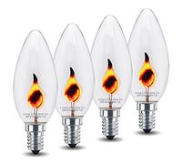 4 x 3w Flicker Flame Candle Light Bulb E14