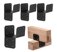 4 x 4 Brackets - 4 Units Steel for Mounting Beams Reinforced Clamps for Wooden Posts, High Resistance Sleeve Connection for Fences, Patios, Huts