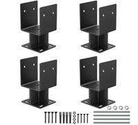 4"x 4" Concrete Post Base, 4Pcs Stainless Steel Adjustable Post Anchor Bracket (Internal 3.5 x 3.5), U-Shape Wood Post Base Holder for Pavilion Deck Porch Handrail Railing Support