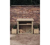 4 x 4 Feet Log Store with Kindling Shelf - Partially Assembled Churnet Valley Garden Furniture Ltd Brown One Size