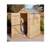 4 x 4 Feet Single Door Shiplap Apex Shed - Timber - L127 x W131.5 x H211 cm - Natural Timber Finish