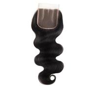 4 x 4 in Lace Closure Wave Wig, 18 in Natural Black Human Hair Wavy Wig, Transparent HD Lace, Realistic Pre Plucked Hairline, Body Wave Style for Women
