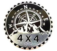 4 x 4 Metal Automotive Badge 3D Metal Car Emblems Emblems Round Emblem Decals Car Badge Decals Stickers Compatible with Vehicles Jeep Wrangler Vehicles Trucks SUV RV Decorations (W N E-Rated)