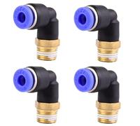 4 x 4 mm 1/8 ′PT Pneumatic 90° Angle Plug Fittings with Male Thread Pneumatic Quick Couplings for Plug-In Hoses Push-in Compressed Air Connection