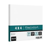 4" x 4" Square Cardstock | 80lb Cover White Thick Card Stock Paper - Smooth Finish | For Scrapbooking, Arts and Crafts, Wedding Invitations, Bussines Cards | 50 Cards Per Pack