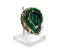 4 x 4 x 5.5 Inch Large Crystal Holder Acrylic Display Stands with Adjustable Metal Arm Rock Show Solid Riser Clear Block for Showcasing Geodes Mineral Specimens Amethyst Stone Easel Collectibles