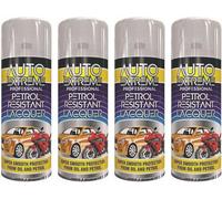 4 x 400ml Clear Lacquer Spray, Gloss Spray Finish Petrol Resistant Smooth Protection from Oil and Petrol