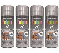4 X 400ML Grey Primer Spray Paint Metal Plastic Wood Paint MATT Finish Quick Drying Primer All Purpose Primer for Interior and Exterior