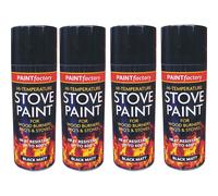 4 x 400ml HeatResistant Black Spray Paint Stove Exhaust Hi Temperature