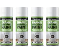 4 x 400ml White Gloss Enamel Paint Spray Appliance Aerosol DIY Wood Metal