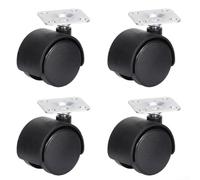 4 x 40mm PP Swivel Castor Wheels with Steel Plate, for Furniture and Equipment Replacement