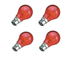 4 x 40W Red Fireglow Light Bulbs Bayonet BC B22 for flame Effect Electric Fires