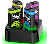 4 x 4800mWh Rechargeable Battery Pack for Xbox One/Xbox Xbox Series X|S Controller, Battery Pack with with Charger/RGB/25H Playtime, Compatible with Xbox Series X|S/Xbox One/S/X/Elite Controller
