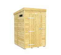 4 x 5 Feet Pent Security Shed - Single Door - L147 x W127 x H201 cm Buttercup Farm Brown One Size