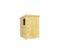 4 x 5 Feet Pent Shed - Single Door W/ Windows - L147 x W127 x H201 cm Buttercup Farm Brown One Size