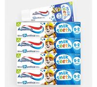 4 x 50ml Aquafresh Milk Teeth Baby Toothpaste for 0-2 Years, Gentle Care for Milk Teeth, Toddler & Infant Toothpaste (Paw Patrol Edition)