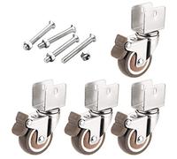 4 x 50mm Rubber Swivel Caster Wheels with U Sd Mounting Bracket Replacement Fur Rollers for Carts Baby Bed Accessories Includes Screws & 22mm Brakes