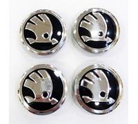 4 x 56 mm Skoda Black Wheel Centre Caps Badges Fits Fabia, Octavia, Superb, Yeti