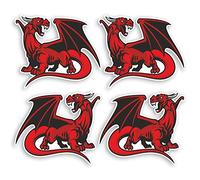4 x 5cm Red Dragon Vinyl Stickers - Wales Welsh Angry Laptop Sticker #34486 (5cm Wide)