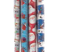 4 x 5M Rolls Of Christmas Gift Wrapping Paper Cute Santa Designs WCST