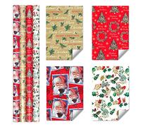 4 X 5M Traditional Christmas Xmas Wrapping Paper Rolls Assorted Designs
