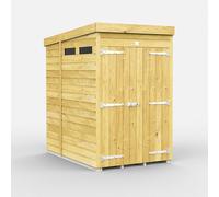 4 x 6 Feet Pent Security Shed - Double Door - L178 x W127 x H201 cm Buttercup Farm Brown One Size