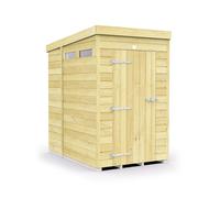 4 x 6 Feet Pent Security Shed - Single Door - L178 x W127 x H201 cm Buttercup Farm Brown One Size
