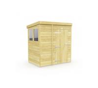 4 x 6 Feet Pent Shed - Double Door W/ Windows - L178 x W127 x H201 cm Buttercup Farm Brown One Size